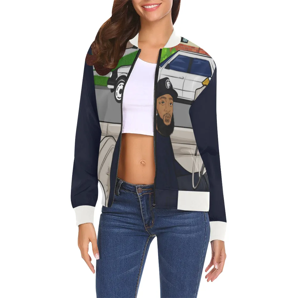 ANGEL OF THE HOOD All Over Print Bomber Jacket for Women