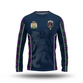 Armstrong Modern Tartan Long Sleeve T-Shirt with Family Crest and Lion Rampant Vibes Sport Style