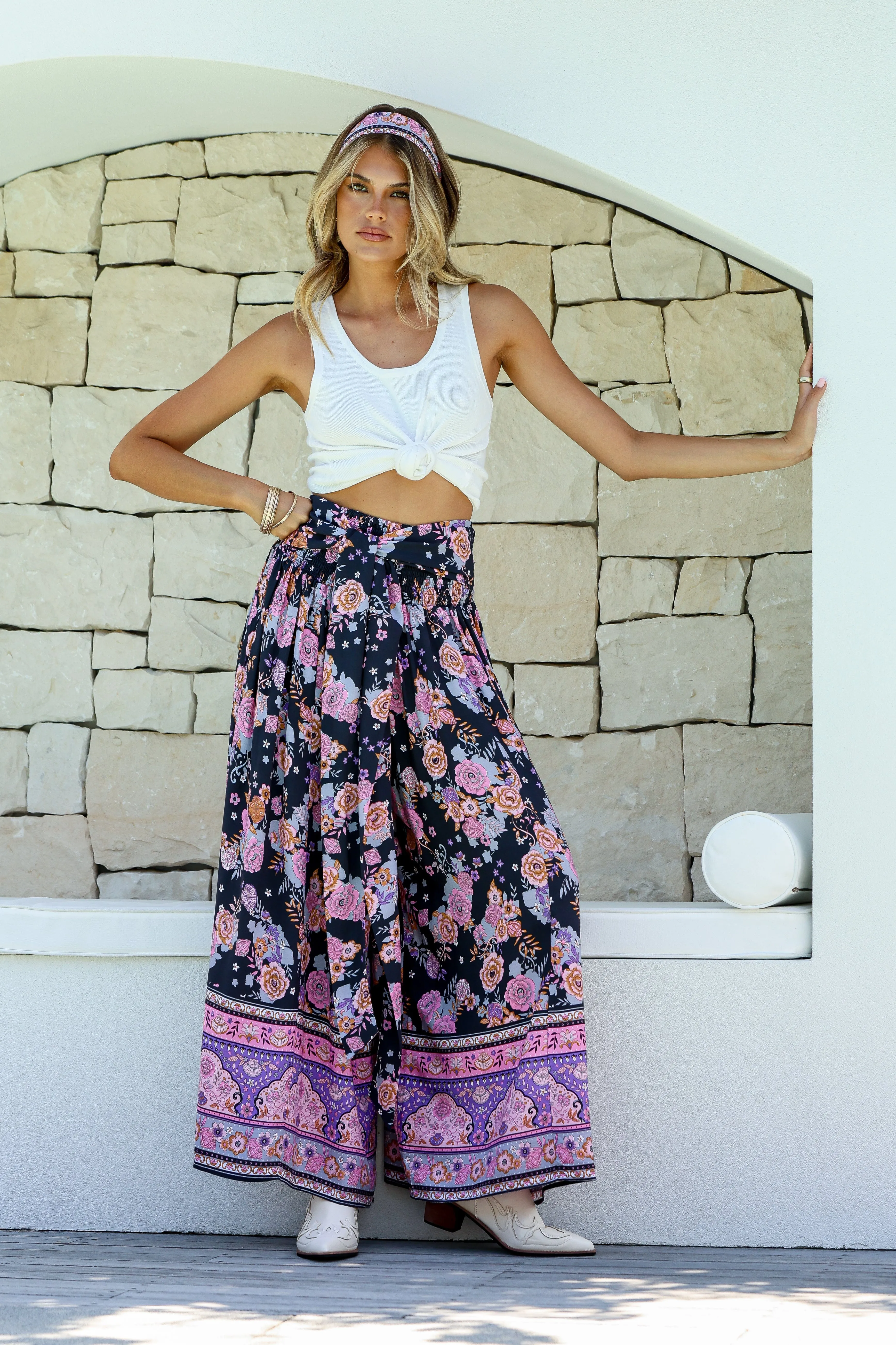 Aurora Palazzo Pants - Midnight Floral