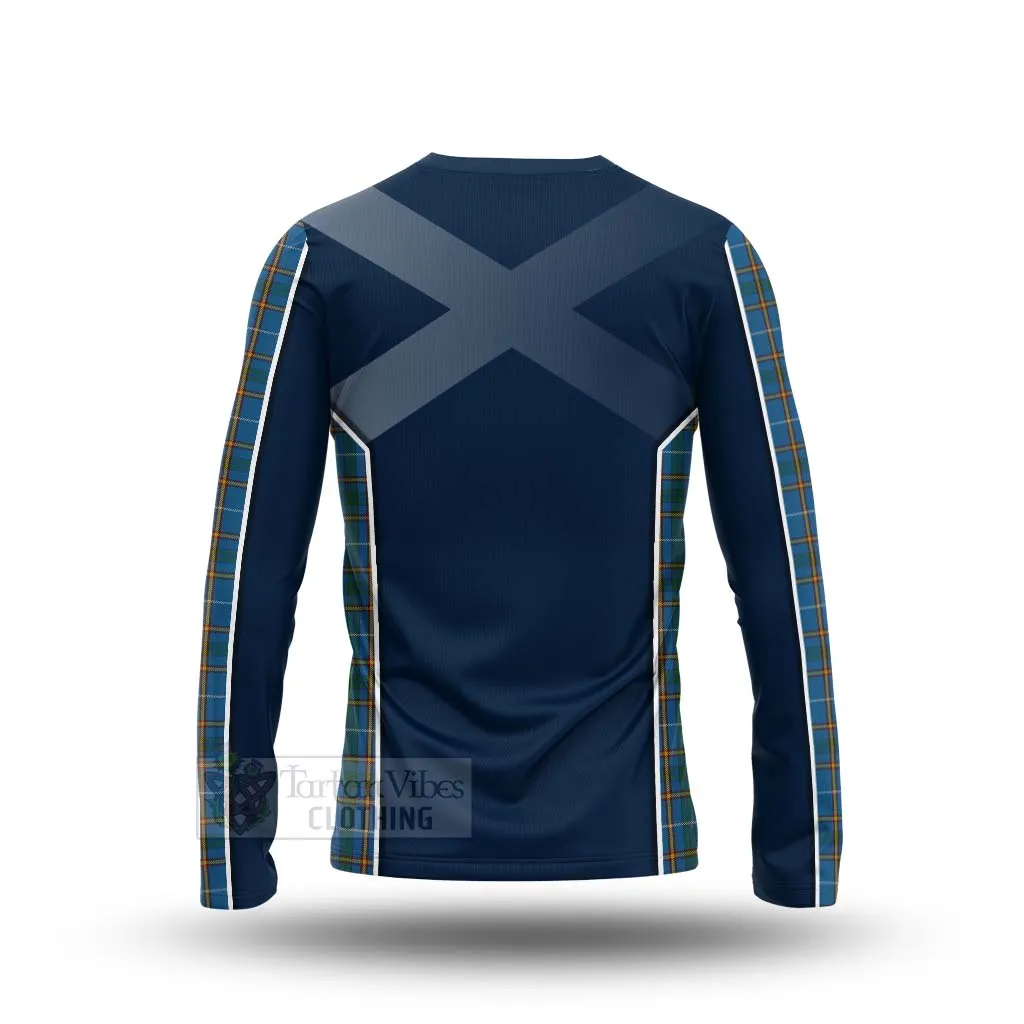 Bain Tartan Long Sleeve T-Shirt with Family Crest and Scottish Thistle Vibes Sport Style