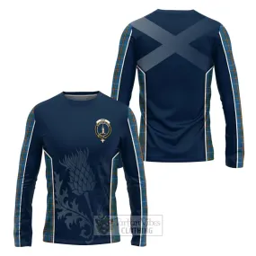 Bain Tartan Long Sleeve T-Shirt with Family Crest and Scottish Thistle Vibes Sport Style