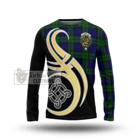 Bannatyne Tartan Long Sleeve T-Shirt with Family Crest and Celtic Symbol Style