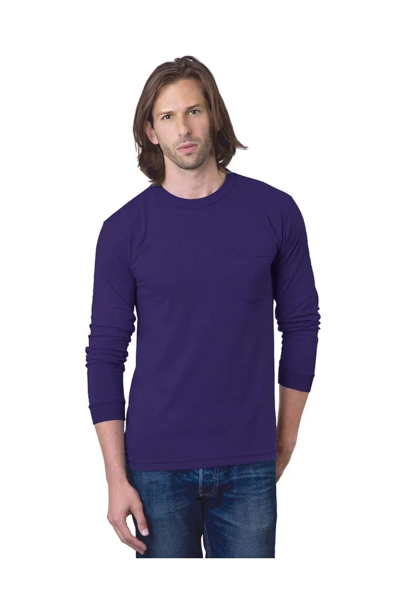 Bayside BA8100: Adult 6.1 oz., 100% Cotton Long Sleeve Pocket T-Shirt, Basic Colors