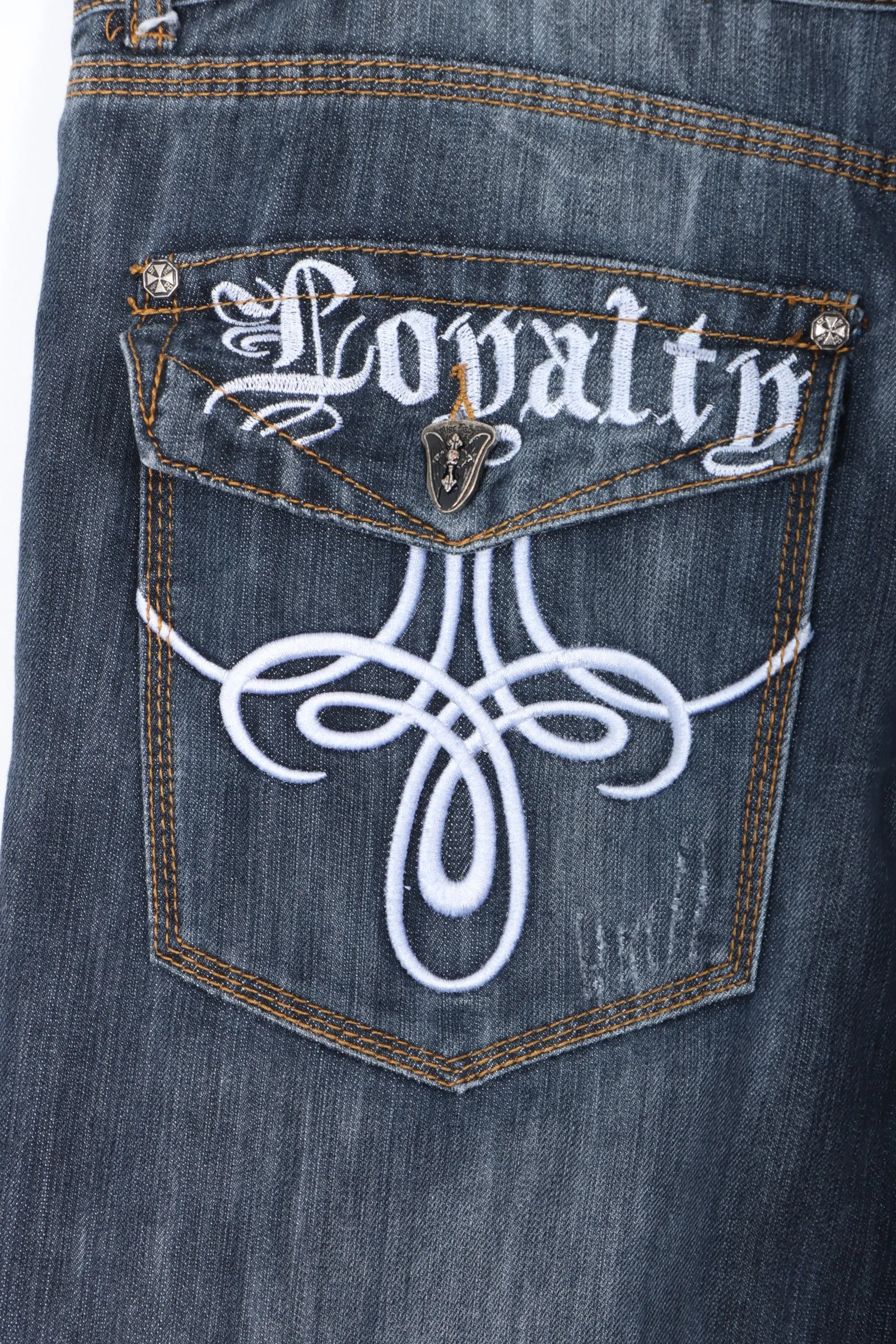 BLAC LABEL 'Loyalty' Embroidered Dark Wash Y2K Jeans (40)