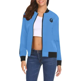 BLACC BORDER BLUESKY All Over Print Bomber Jacket for Women