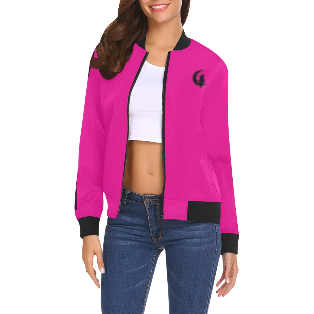 BLACC BORDER PINKISH All Over Print Bomber Jacket for Women