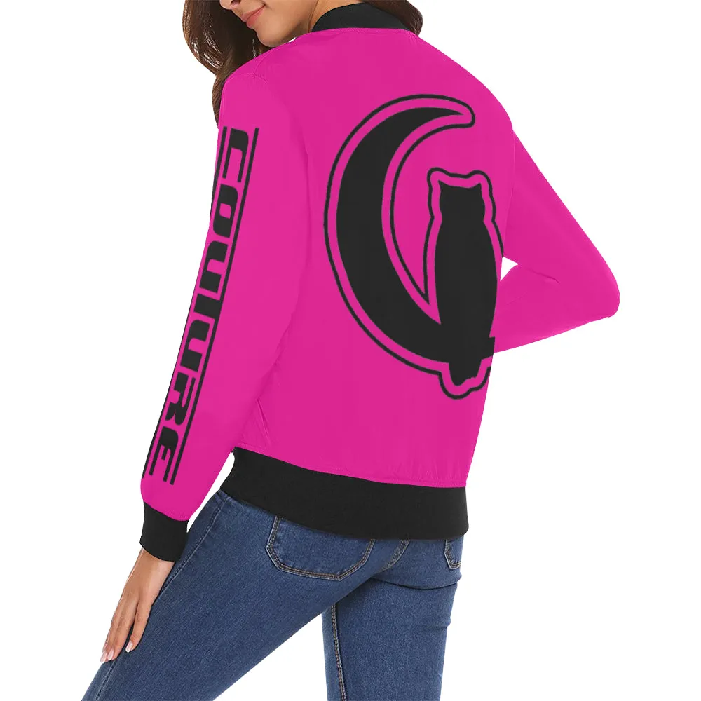 BLACC BORDER PINKISH All Over Print Bomber Jacket for Women