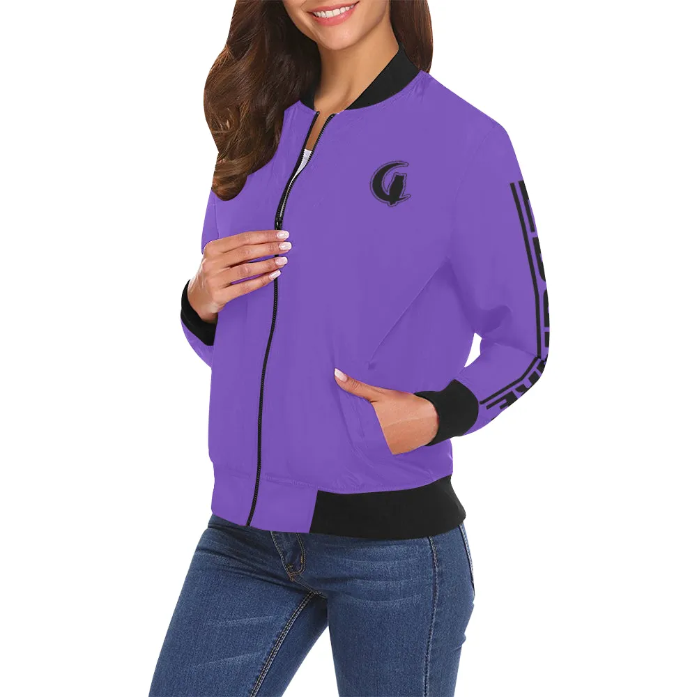 BLACC BORDER PURPLE All Over Print Bomber Jacket for Women