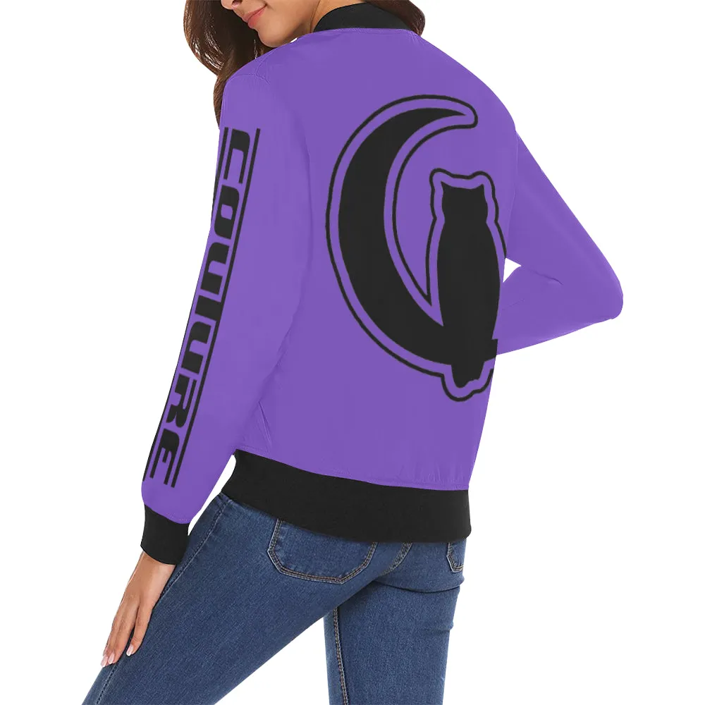 BLACC BORDER PURPLE All Over Print Bomber Jacket for Women