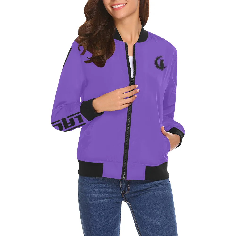 BLACC BORDER PURPLE All Over Print Bomber Jacket for Women