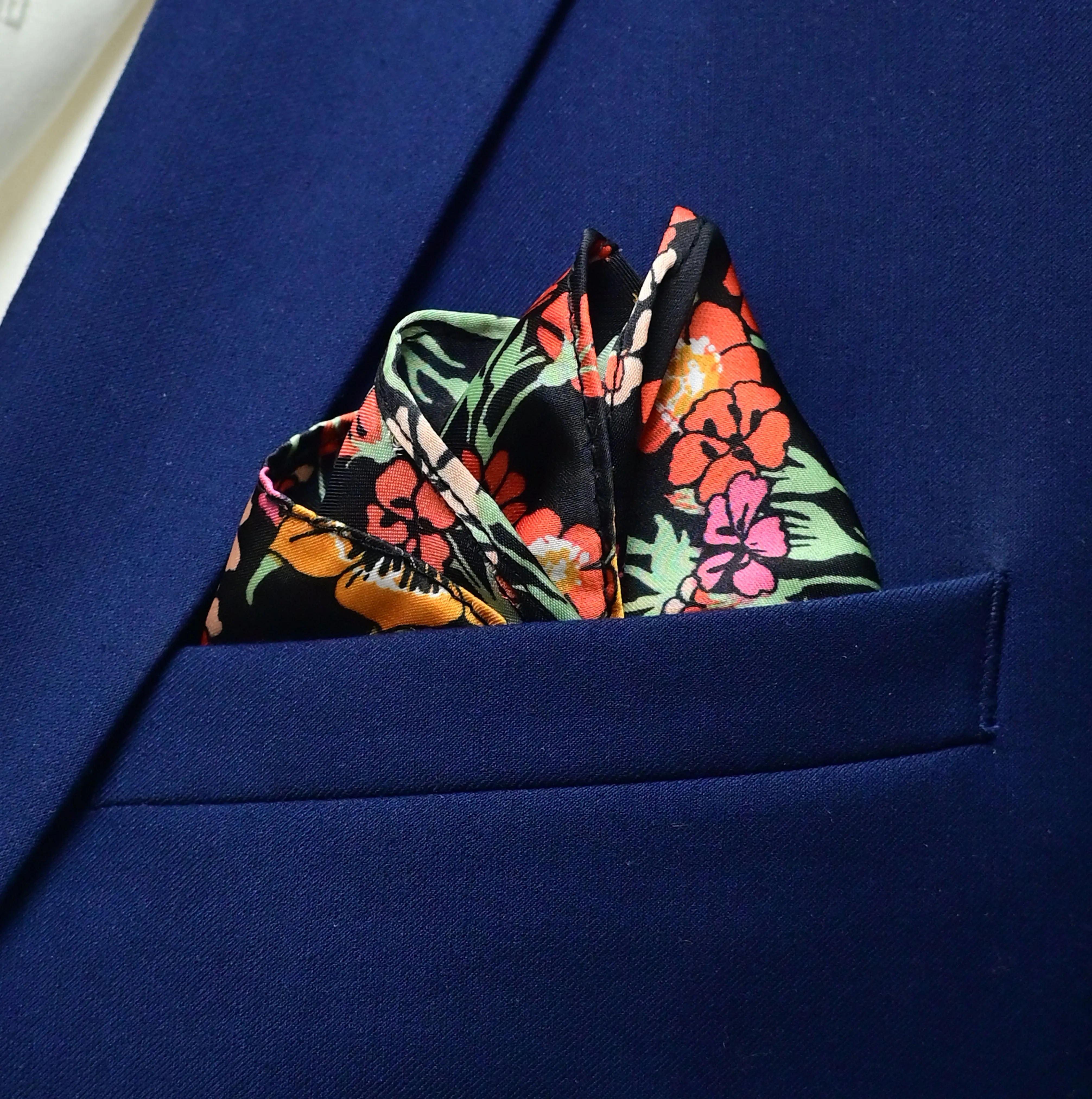 Black Boho Japanese Silk Pocket Squares