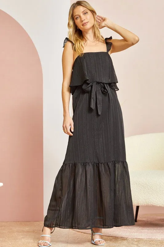 Black Double Layer Maxi Dress