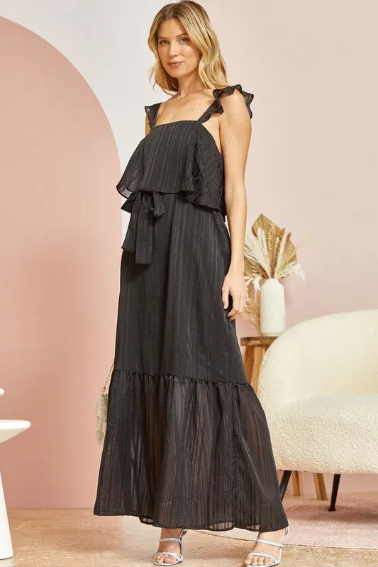 Black Double Layer Maxi Dress