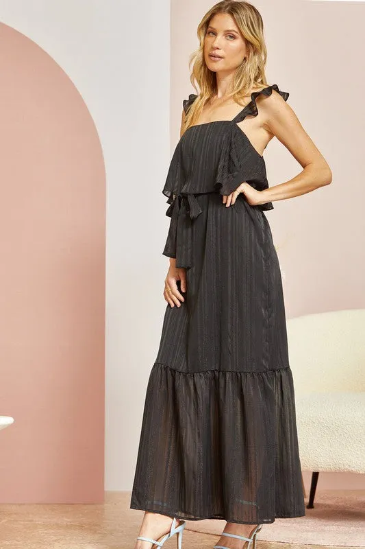 Black Double Layer Maxi Dress