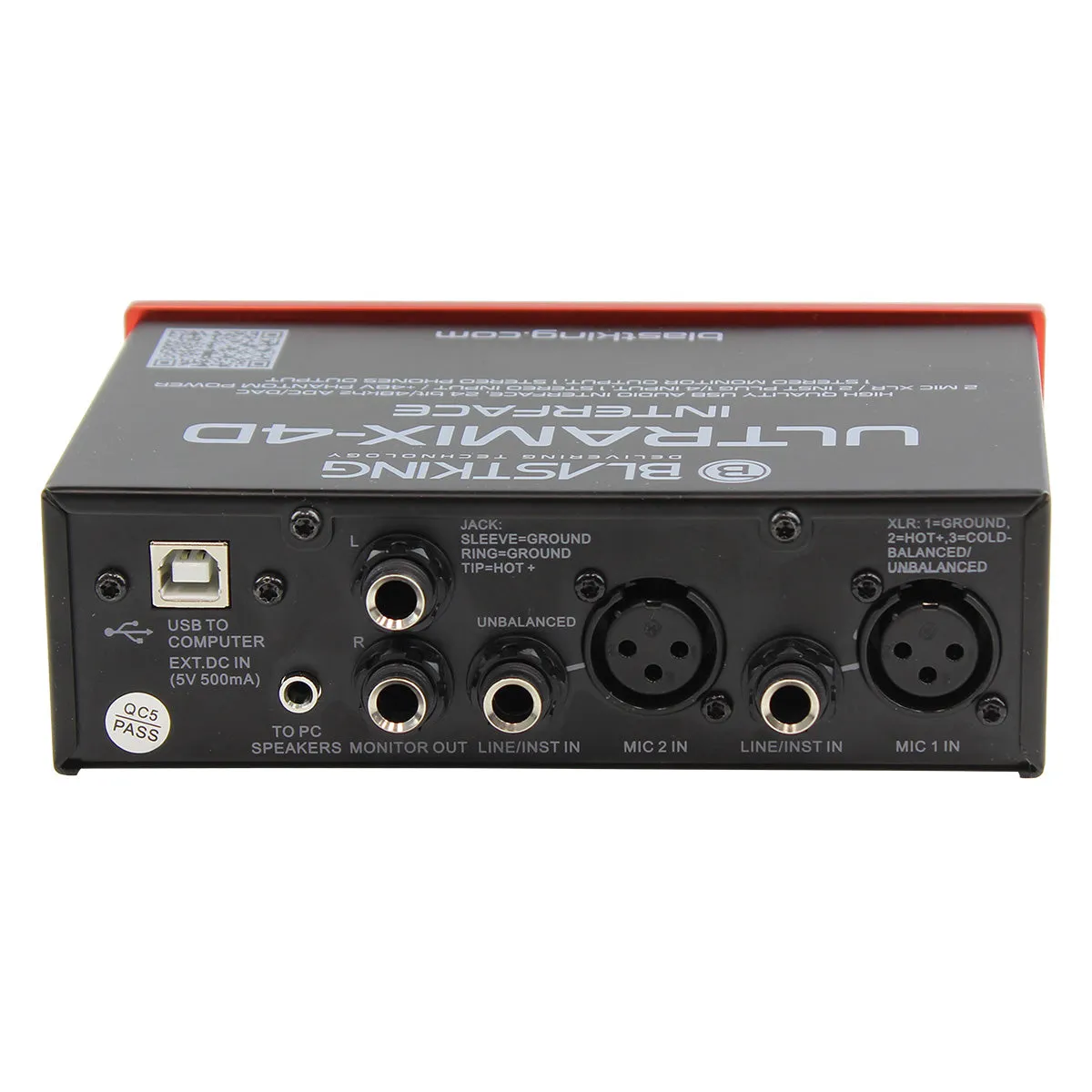 Blastking USB Audio Interface 24-bit/48 KHz XLR 1/4″  48V Phantom – ULTRAMIX-4D