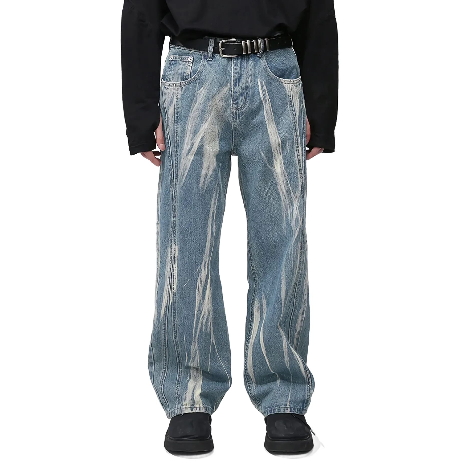 Bleached Lightning Wide-Leg Jeans