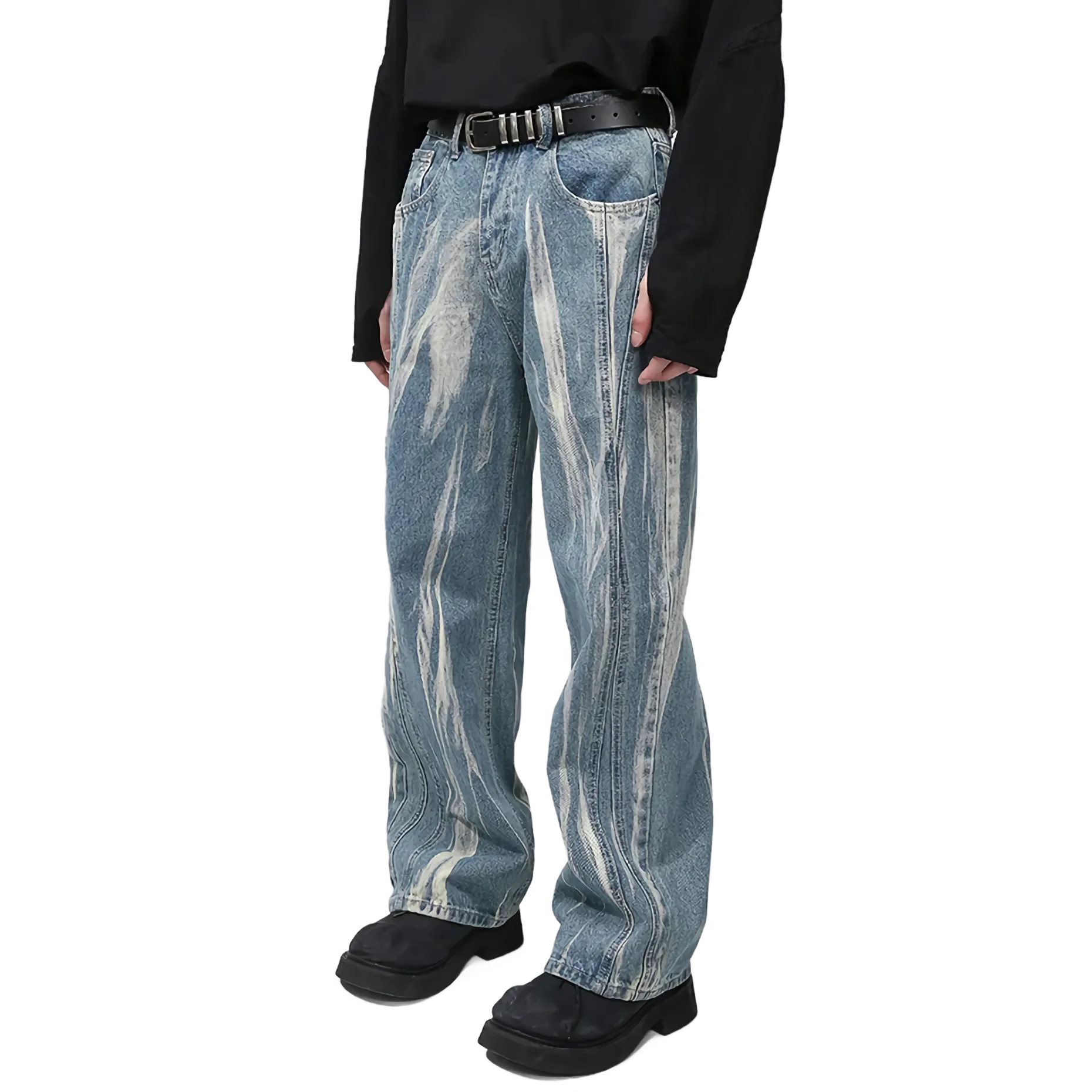 Bleached Lightning Wide-Leg Jeans