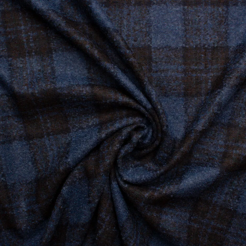 Blue & Brown Checkered Alpaca & Wool Suiting