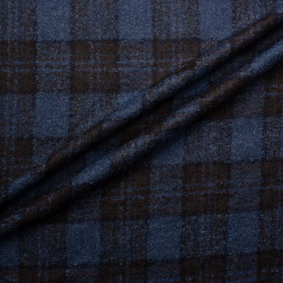 Blue & Brown Checkered Alpaca & Wool Suiting