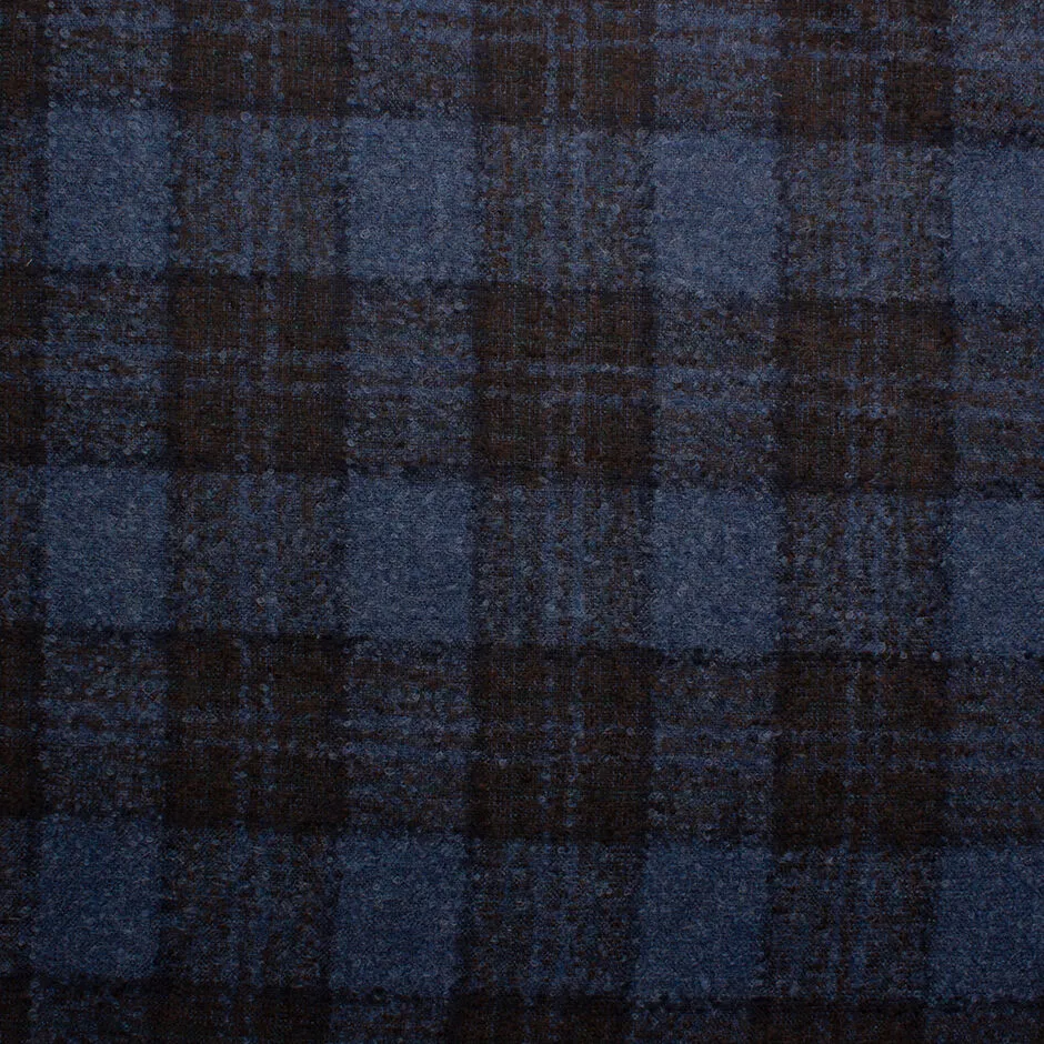 Blue & Brown Checkered Alpaca & Wool Suiting