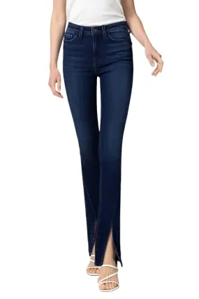 Bottom Split High Rise Slim Straight Jeans