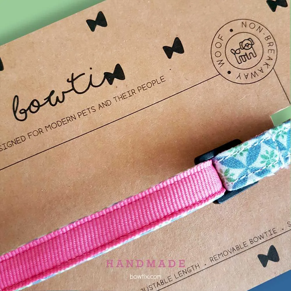 Bowtix Handmade Dog Collar With Removable Bowtie - Kiku Prints