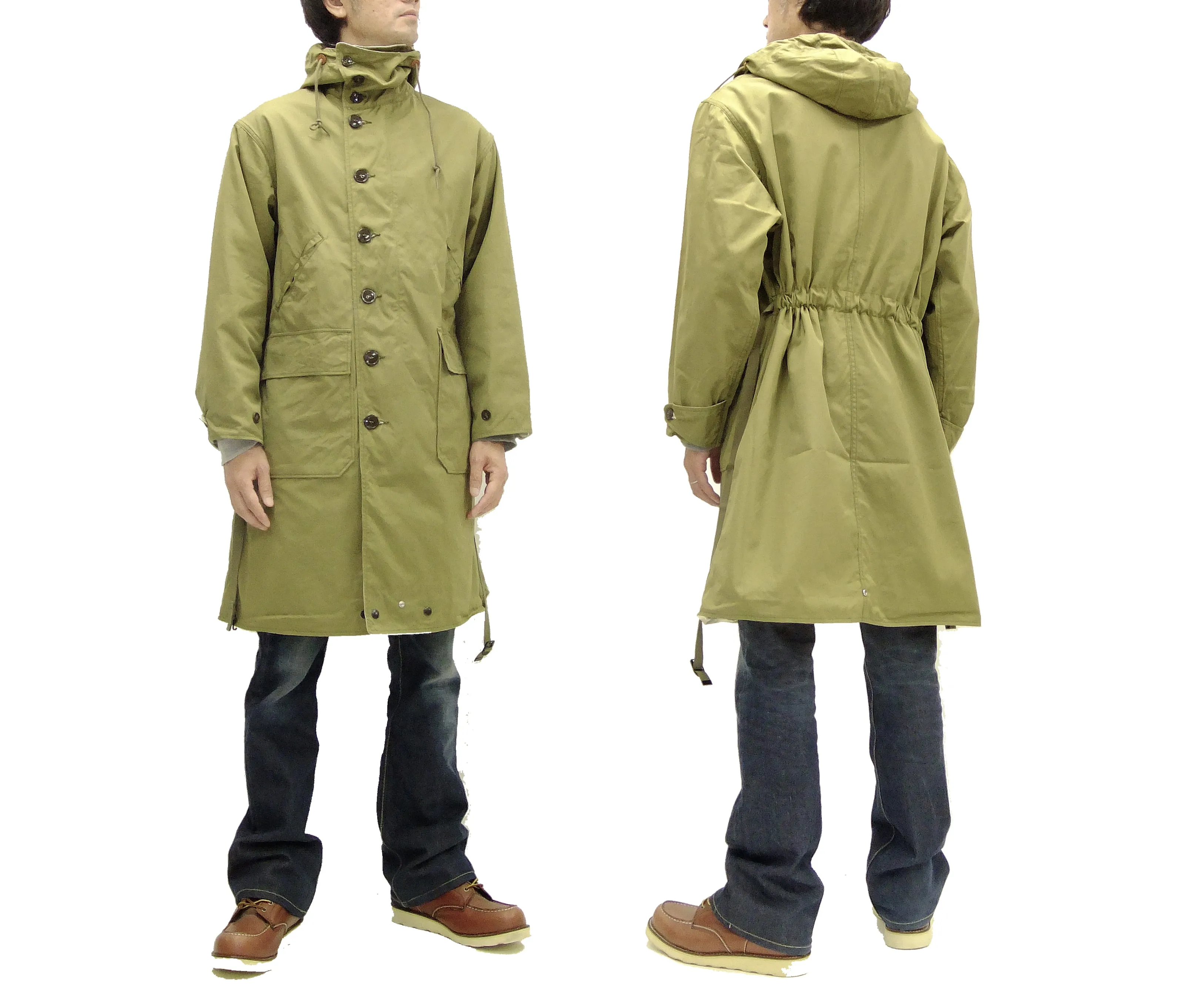 Buzz Rickson Parka Men's WW2 US Army M-42 Military hooded Long Overcoat BR14866 Olive Drab