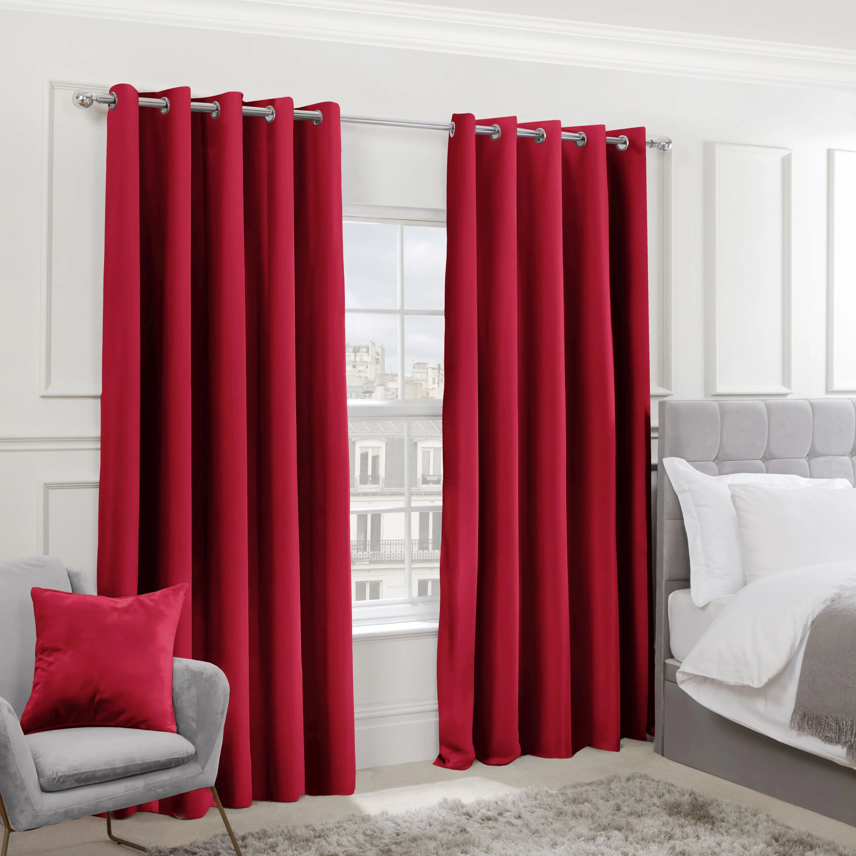 Cali Red Thermal Blackout Eyelet Curtains