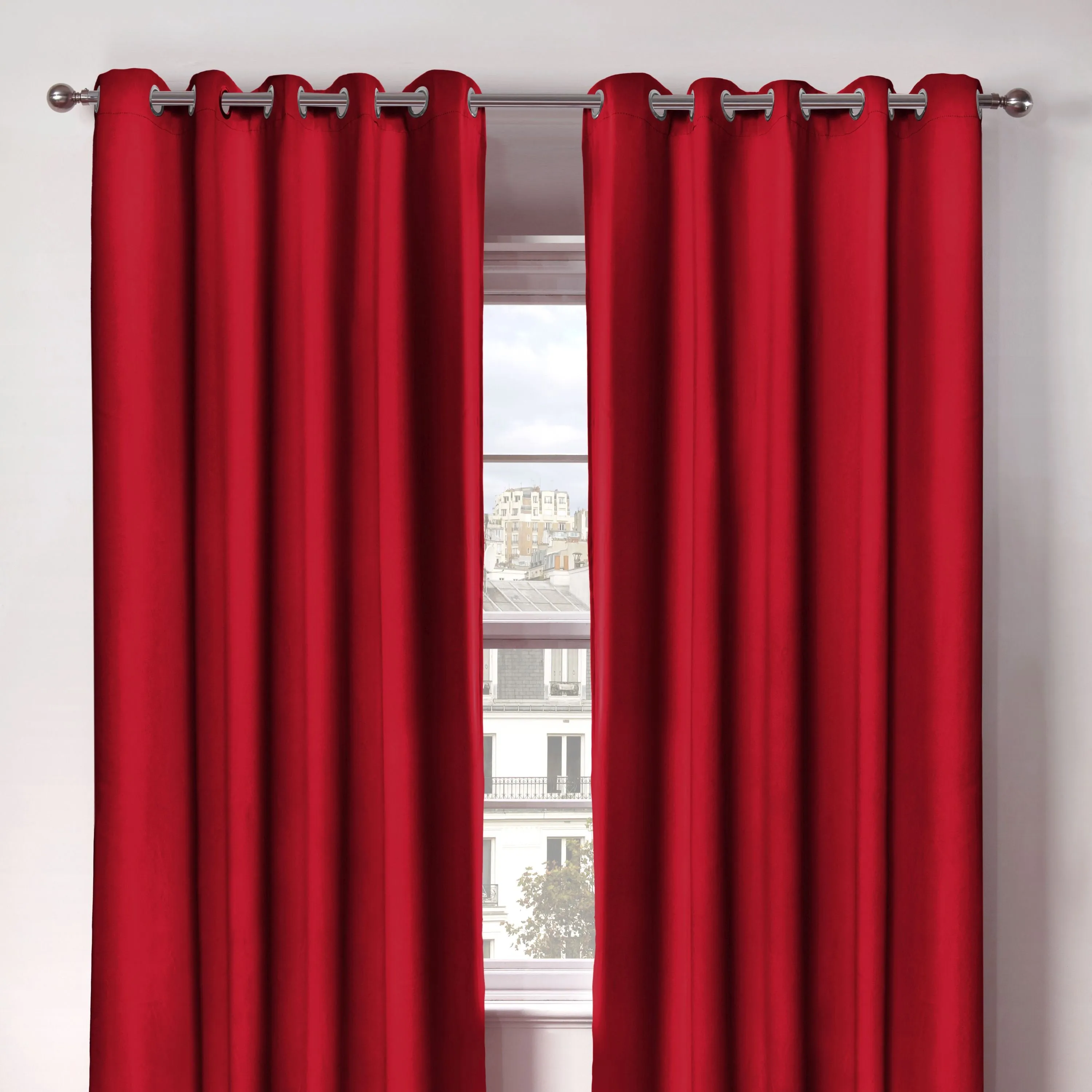 Cali Red Thermal Blackout Eyelet Curtains