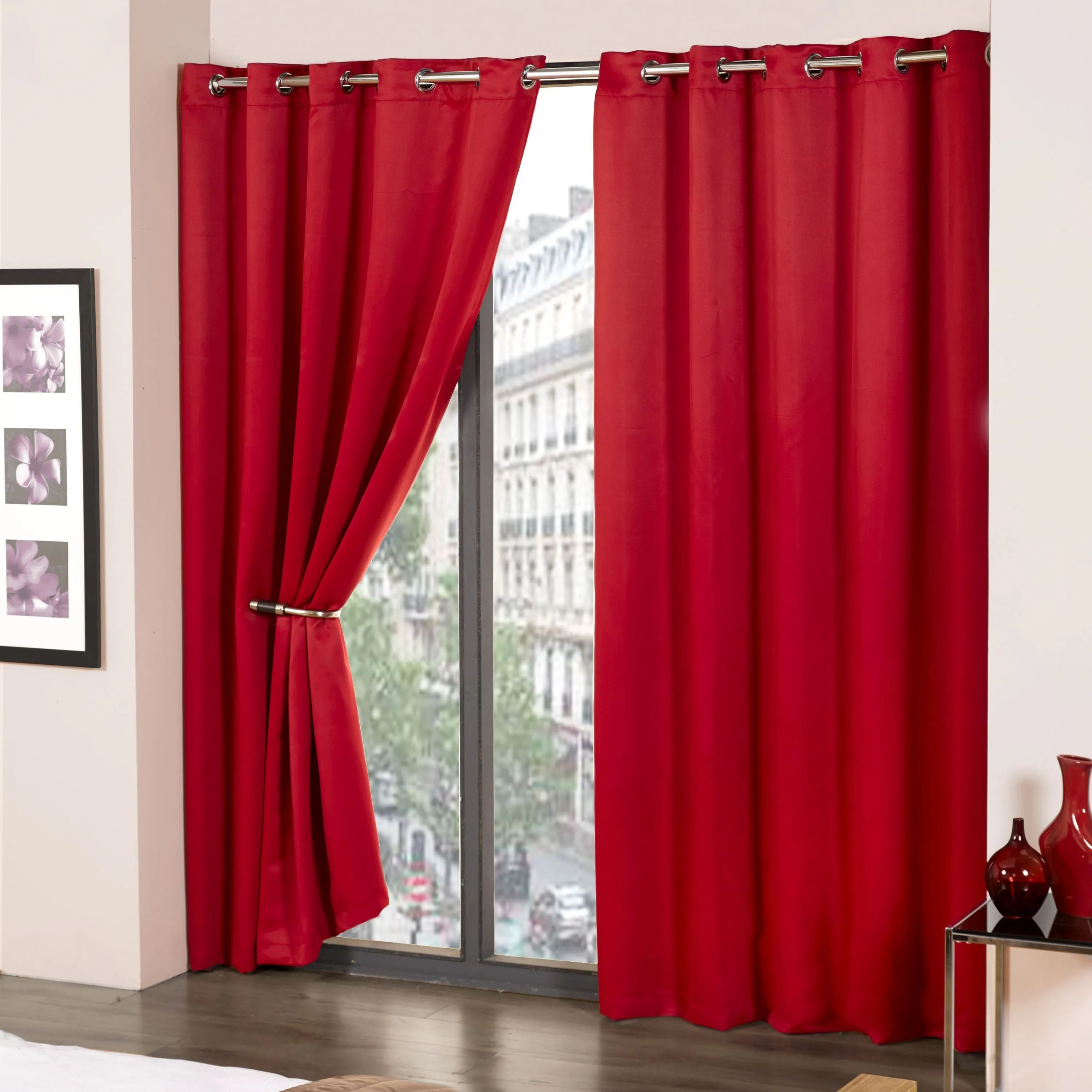 Cali Red Thermal Blackout Eyelet Curtains