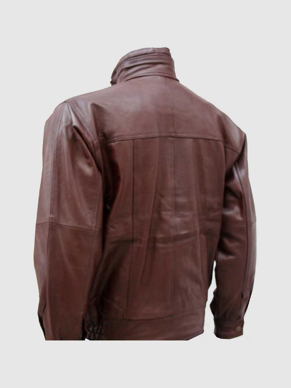 Chocolate Brown Leather Bomber Jacket Men