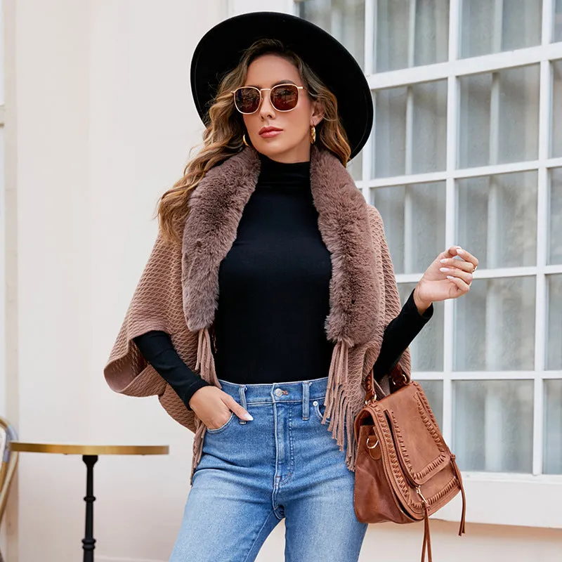 Classy Take Faux Fur Knitted Cape Cardigan