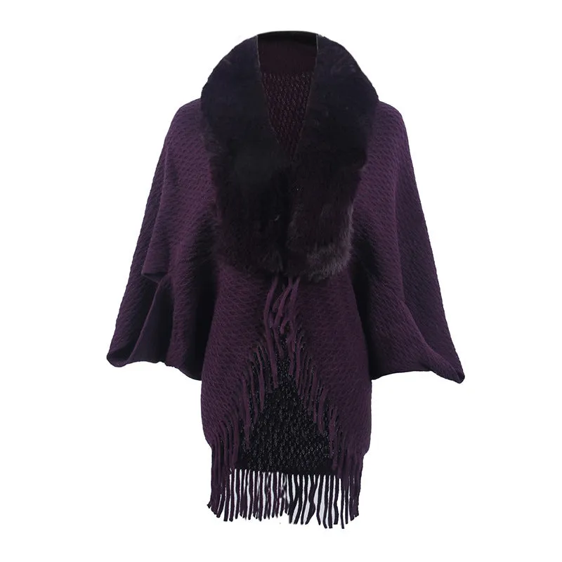 Classy Take Faux Fur Knitted Cape Cardigan