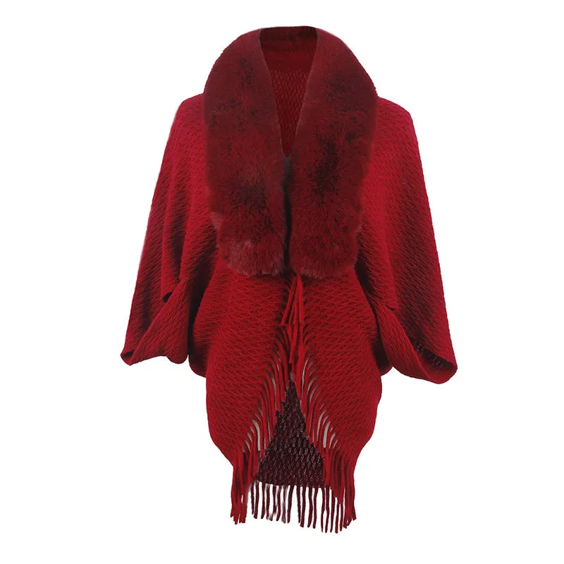 Classy Take Faux Fur Knitted Cape Cardigan