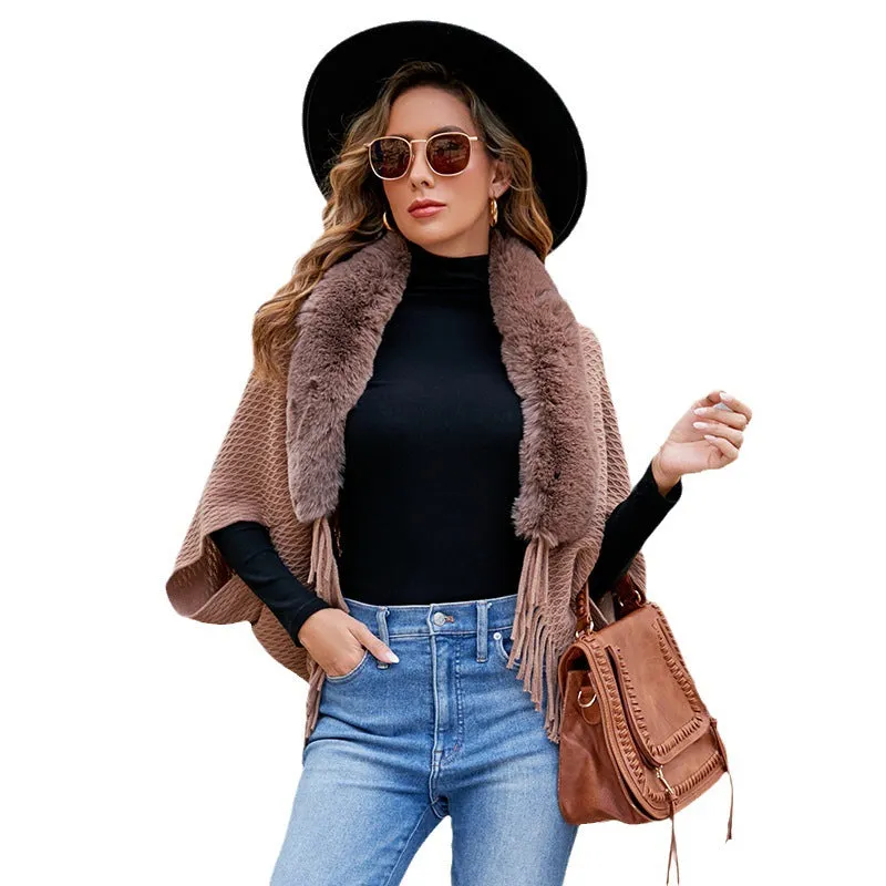 Classy Take Faux Fur Knitted Cape Cardigan