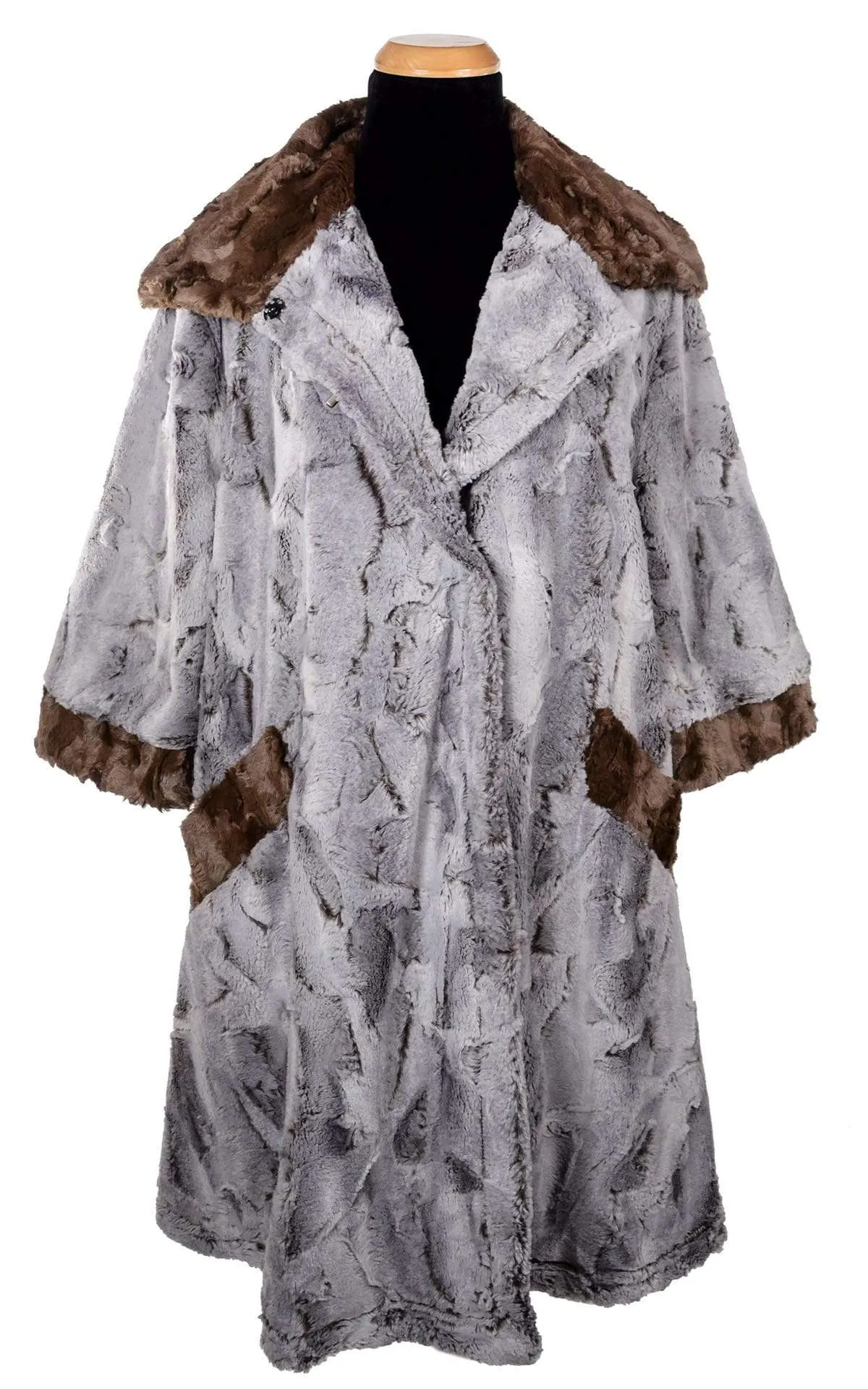 Crawford Coat - Luxury Faux Fur in Giant's Causeway with Cuddly Fur in Chocolate (Only One Large Left!)