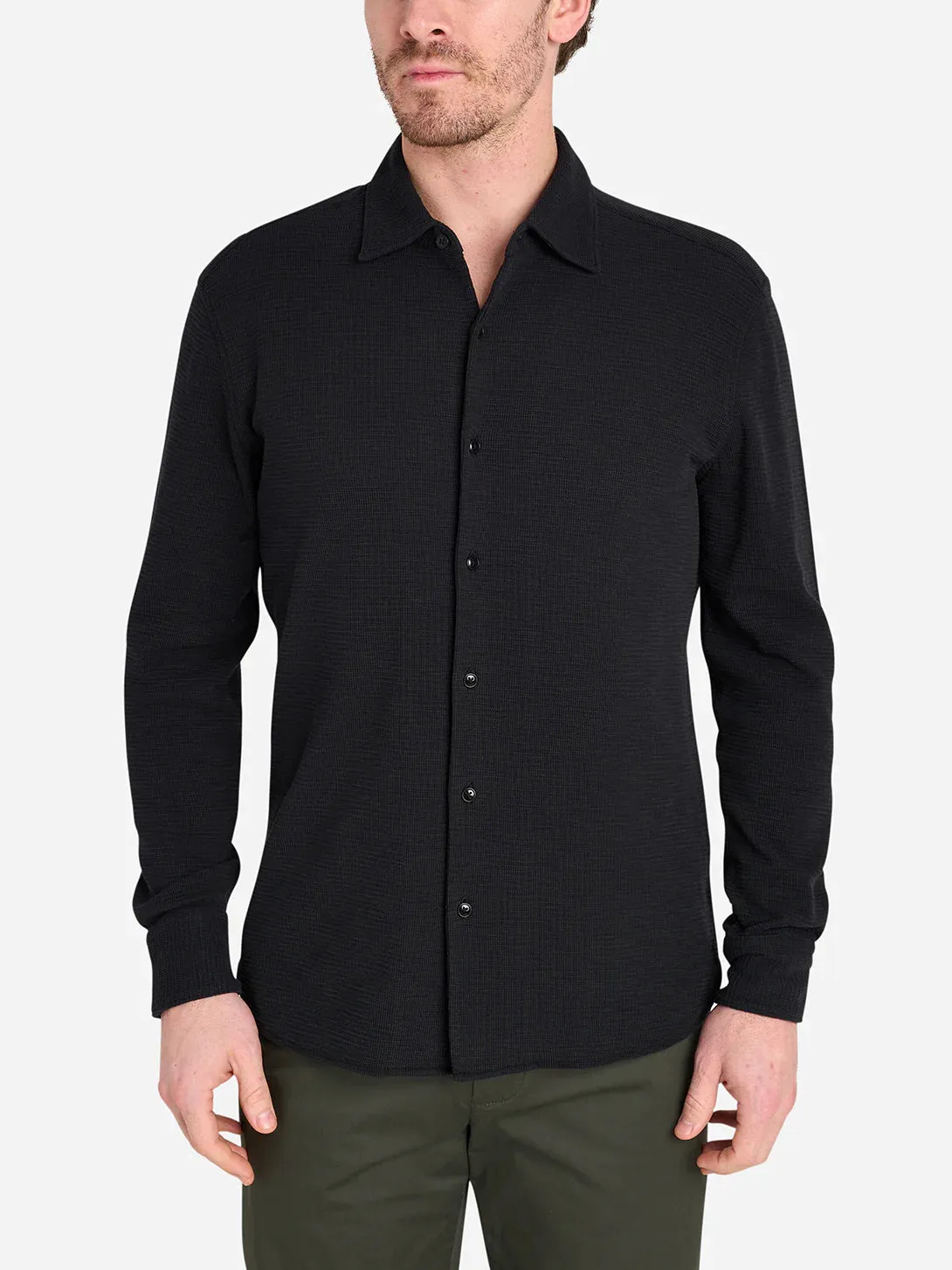 Darcy Slub Waffle Shirt - Black