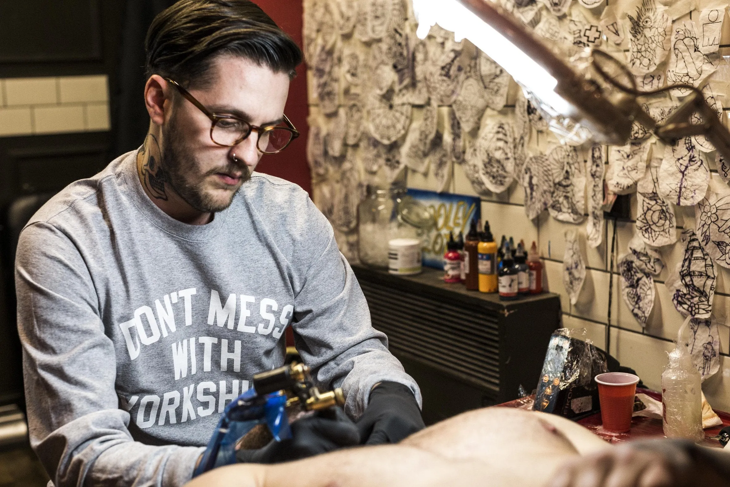 Don't Mess With Yorkshire - Classic Longsleeve T-Shirt - Heather Grey / White