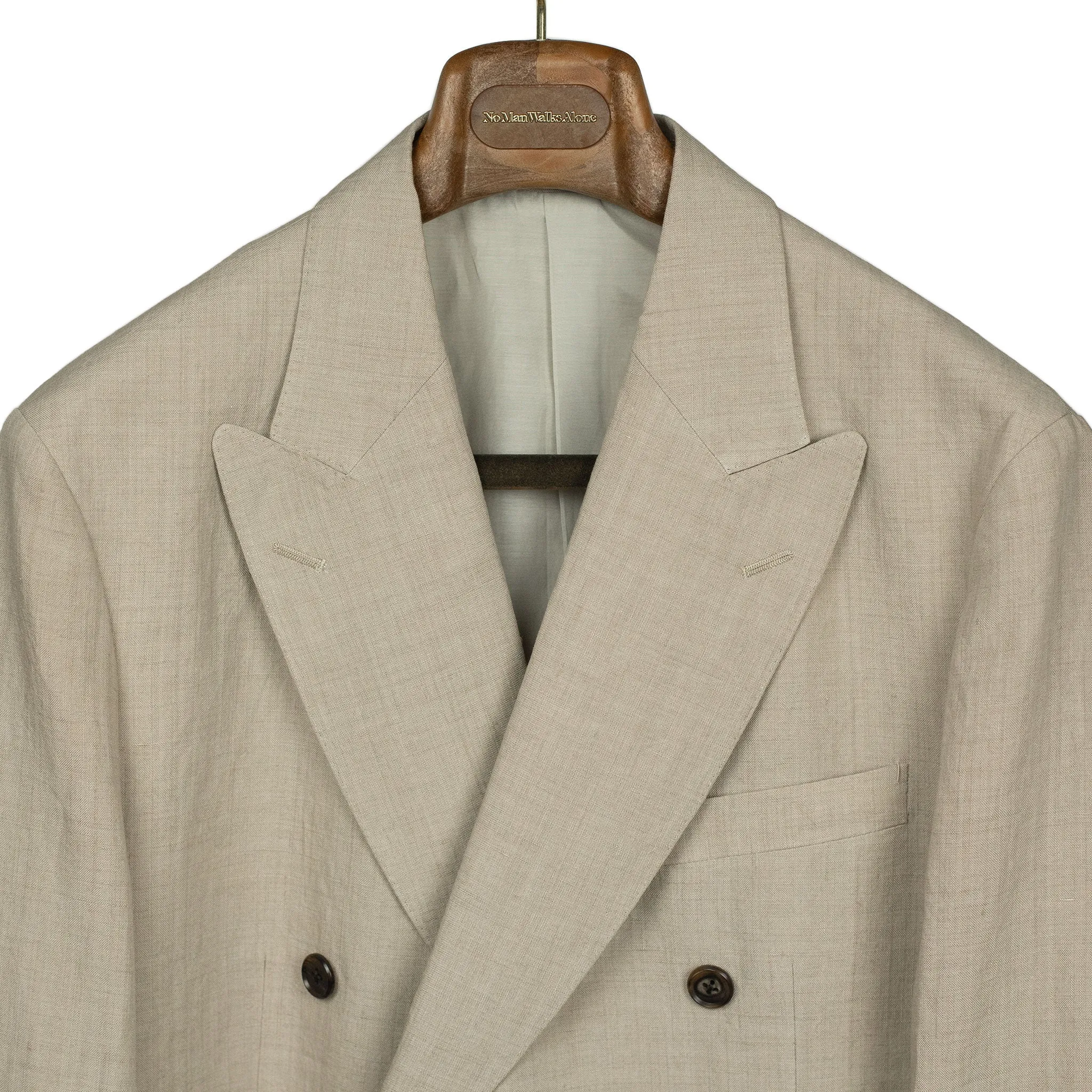 Double-breasted jacket in natural linen and silk (separates)