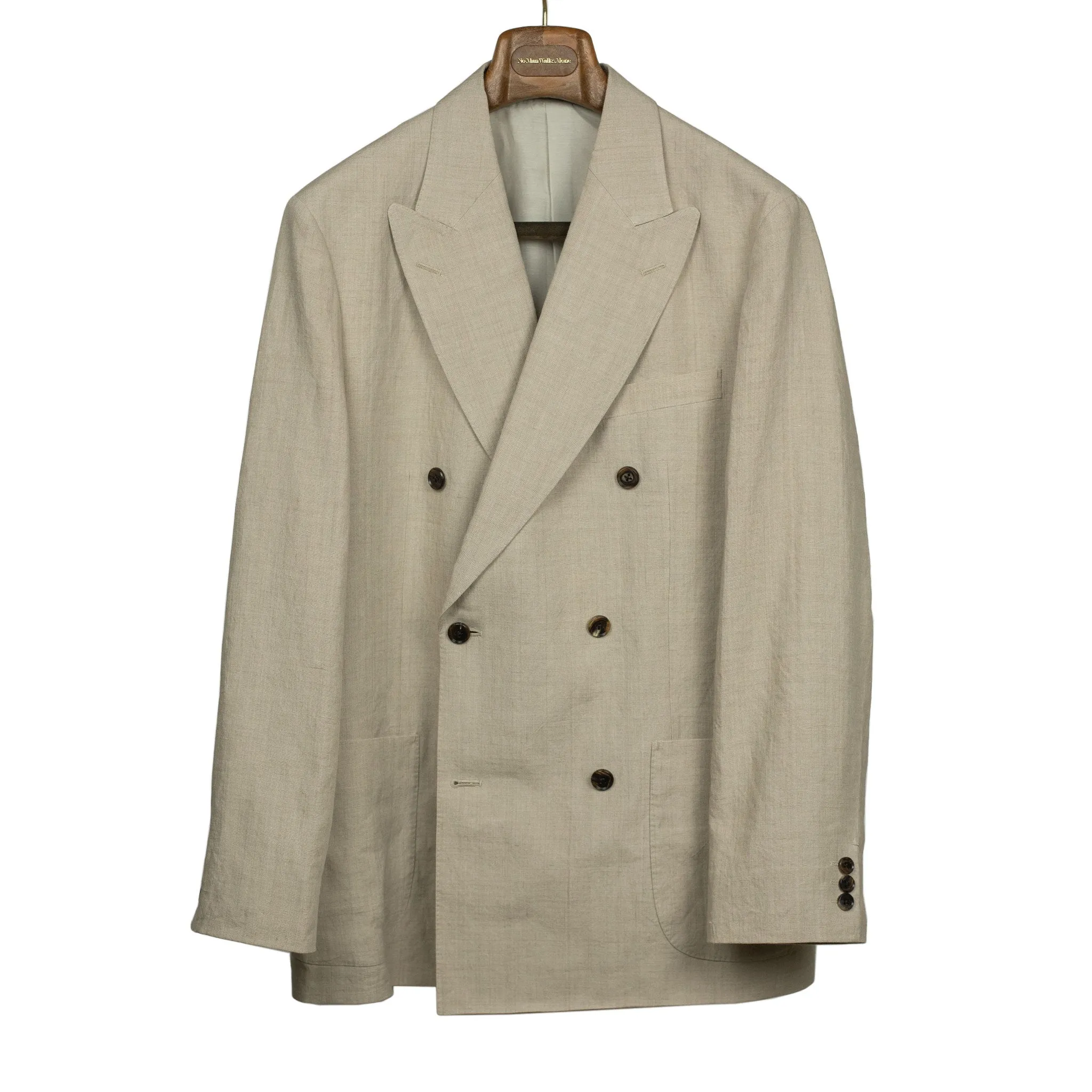 Double-breasted jacket in natural linen and silk (separates)