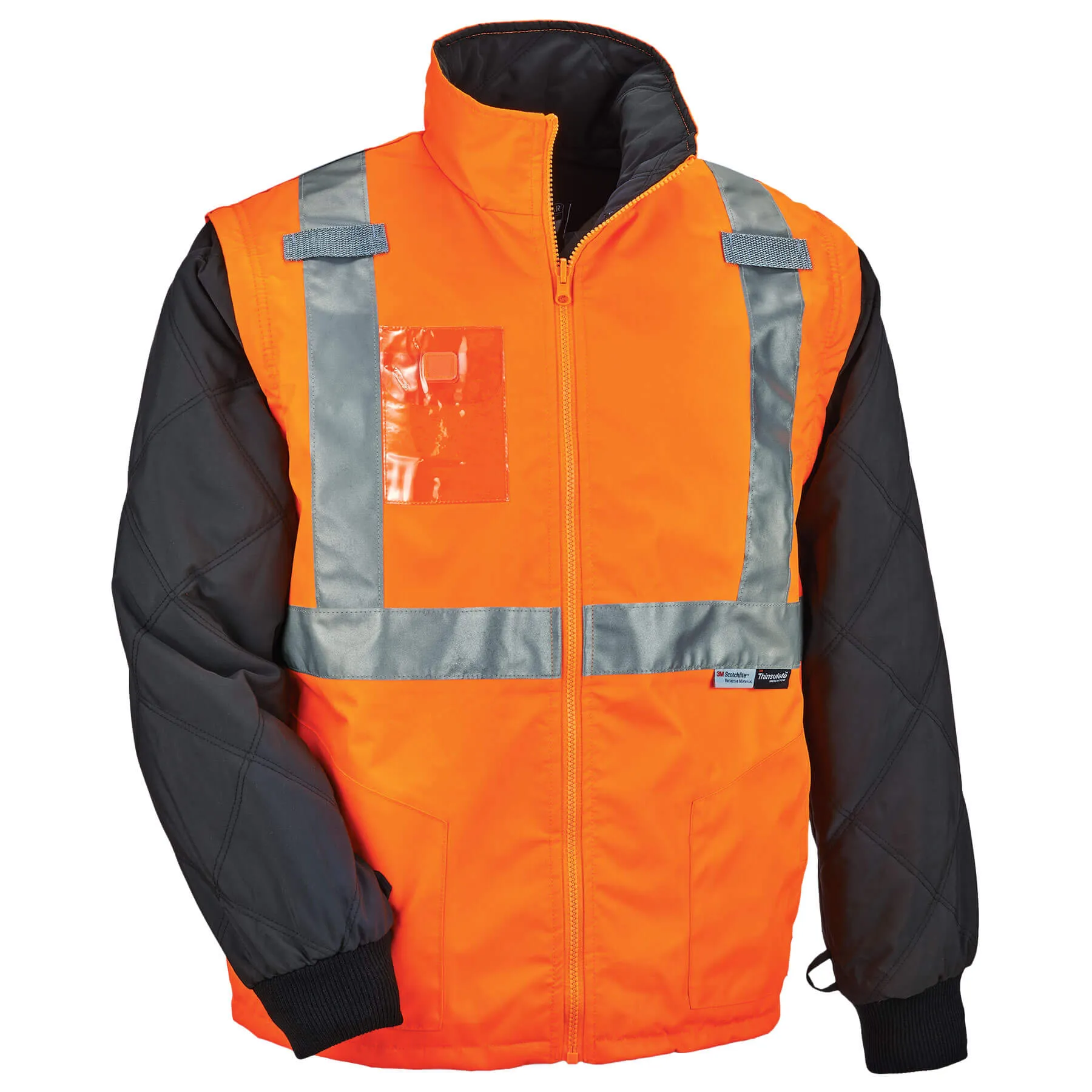 Ergodyne 25513 GloWear 8287 Type R Class 2 Convertible Thermal Jacket, Medium, HV Orange