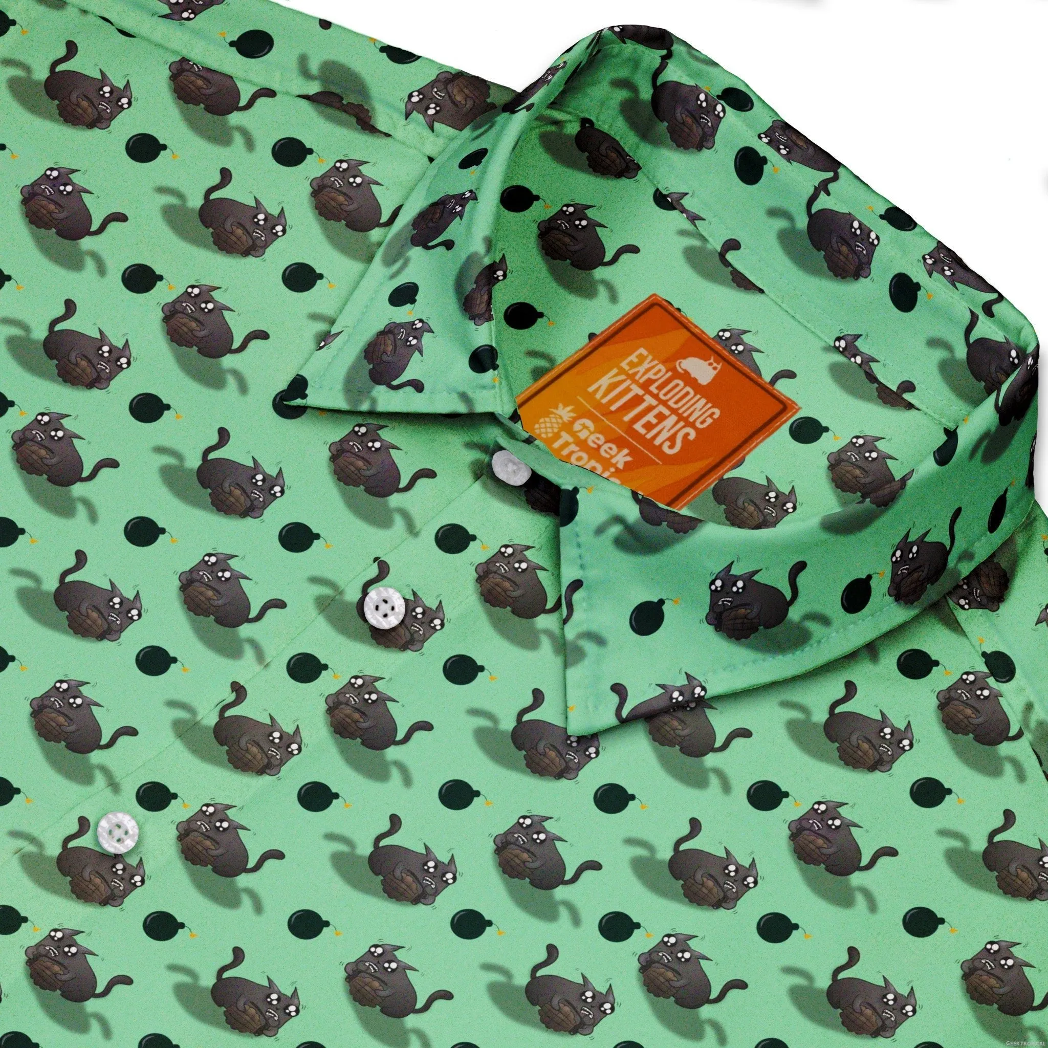 Exploding Kittens Bomber Cats Button Up Shirt