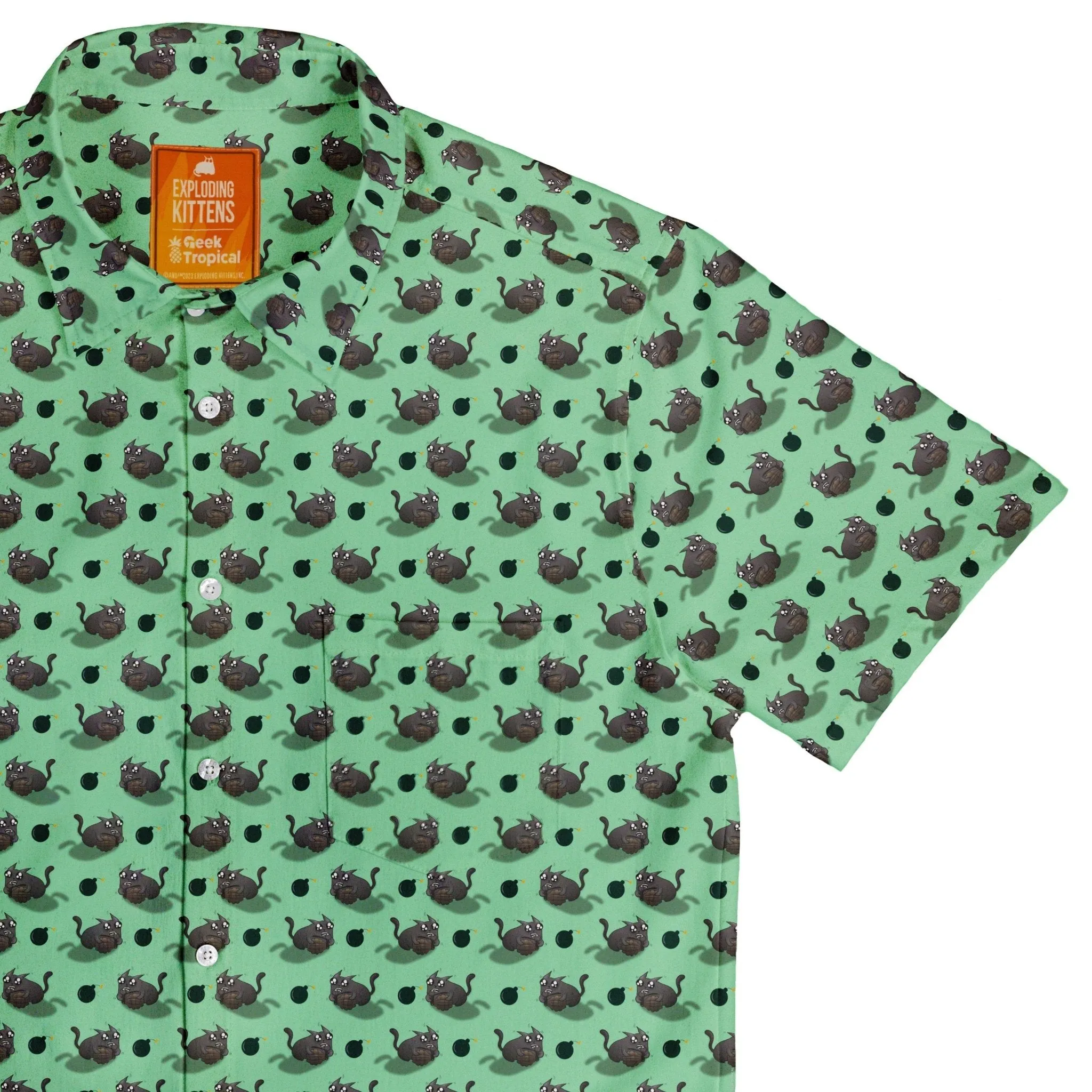 Exploding Kittens Bomber Cats Button Up Shirt