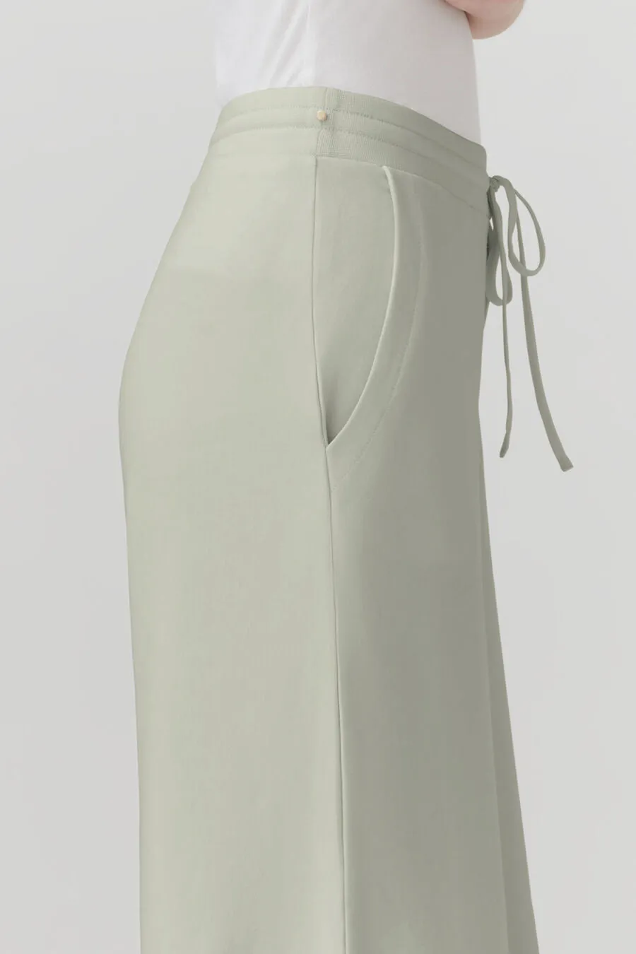 French Terry Wide-Leg Cropped Pant