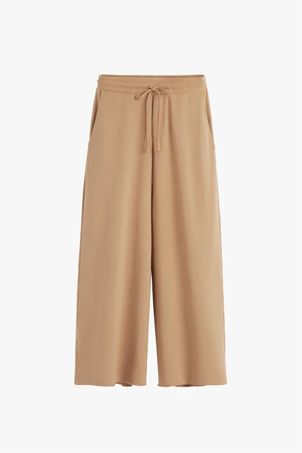 French Terry Wide-Leg Cropped Pant