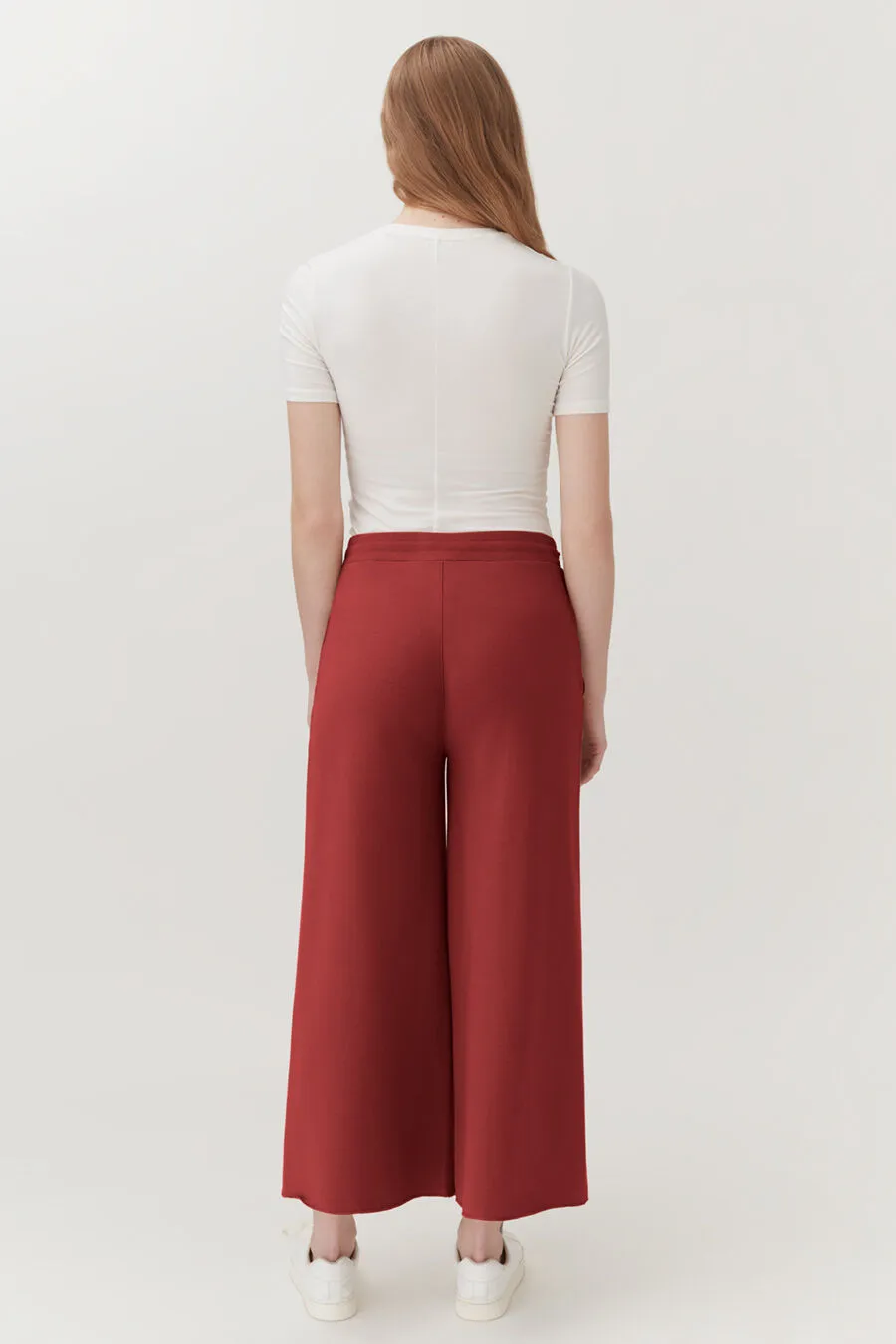 French Terry Wide-Leg Cropped Pant