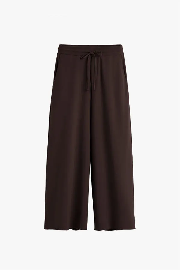 French Terry Wide-Leg Cropped Pant