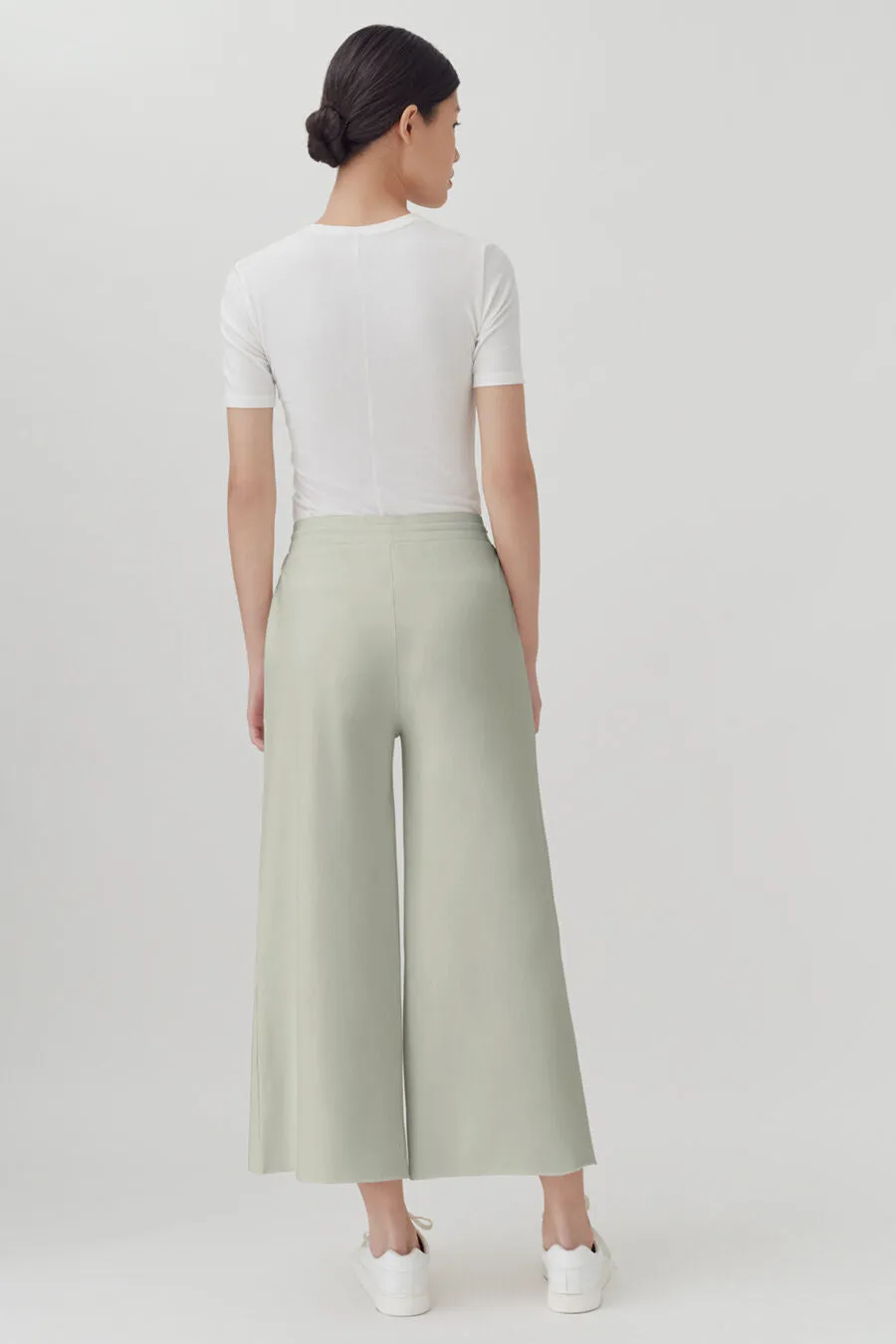 French Terry Wide-Leg Cropped Pant