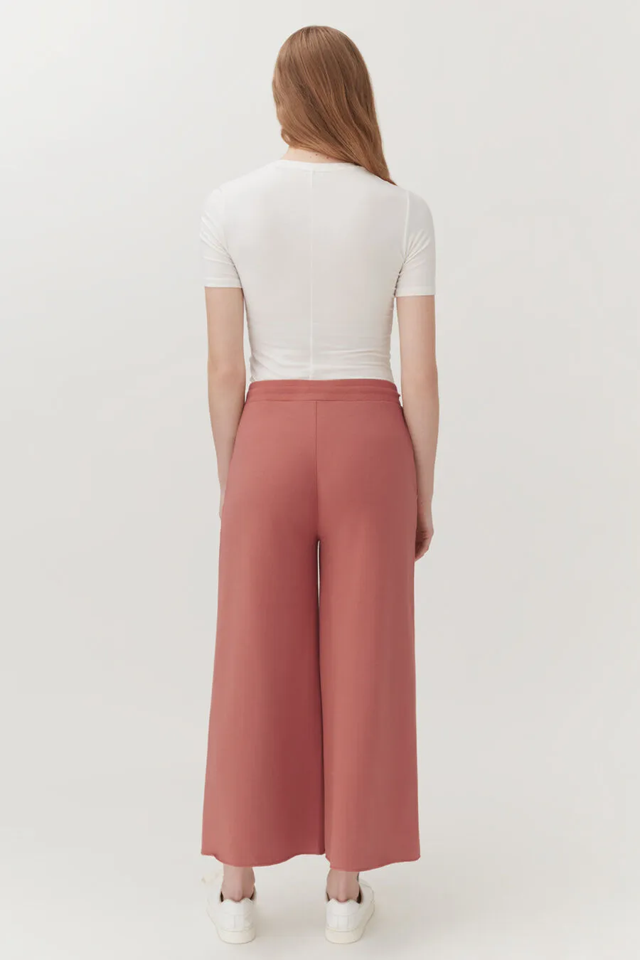 French Terry Wide-Leg Cropped Pant