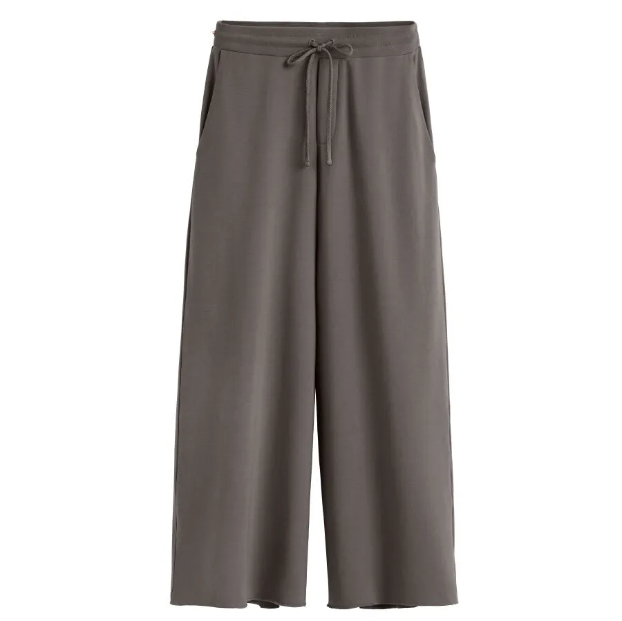 French Terry Wide-Leg Cropped Pant